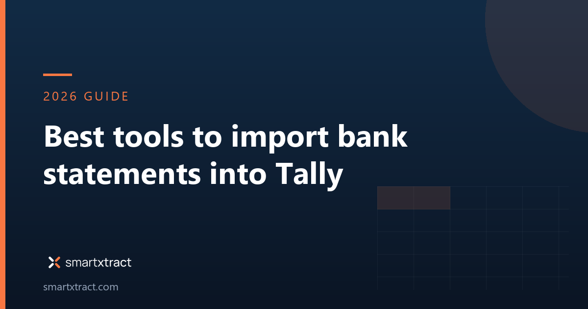 SmartXtract article graphic: tools to import bank statements into Tally in India